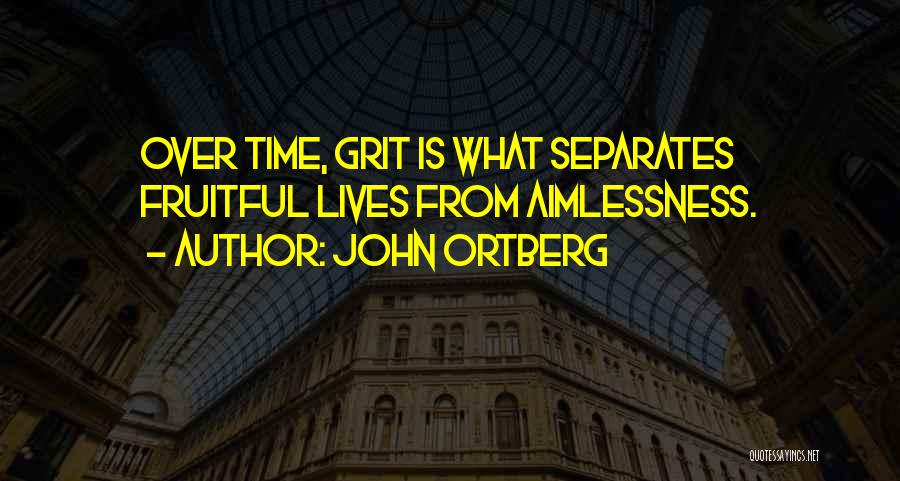 John Ortberg Quotes: Over Time, Grit Is What Separates Fruitful Lives From Aimlessness.