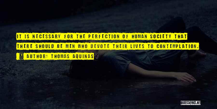 Thomas Aquinas Quotes: It Is Necessary For The Perfection Of Human Society That There Should Be Men Who Devote Their Lives To Contemplation.