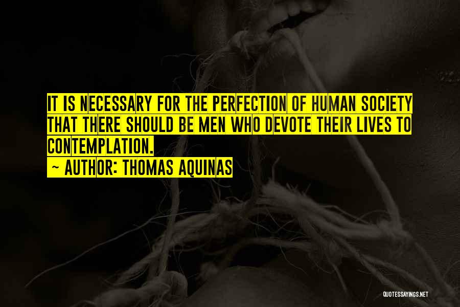 Thomas Aquinas Quotes: It Is Necessary For The Perfection Of Human Society That There Should Be Men Who Devote Their Lives To Contemplation.