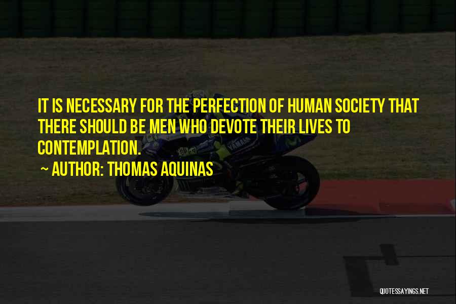 Thomas Aquinas Quotes: It Is Necessary For The Perfection Of Human Society That There Should Be Men Who Devote Their Lives To Contemplation.
