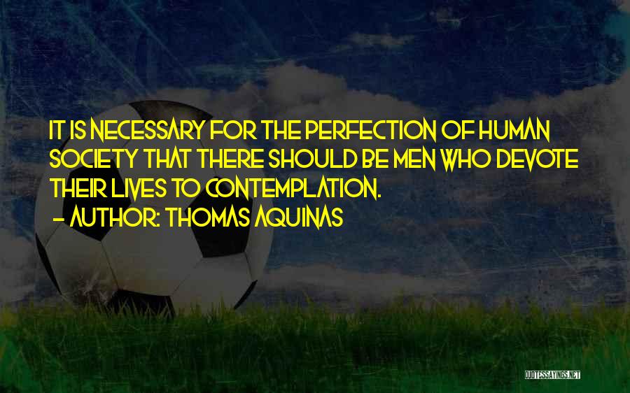 Thomas Aquinas Quotes: It Is Necessary For The Perfection Of Human Society That There Should Be Men Who Devote Their Lives To Contemplation.