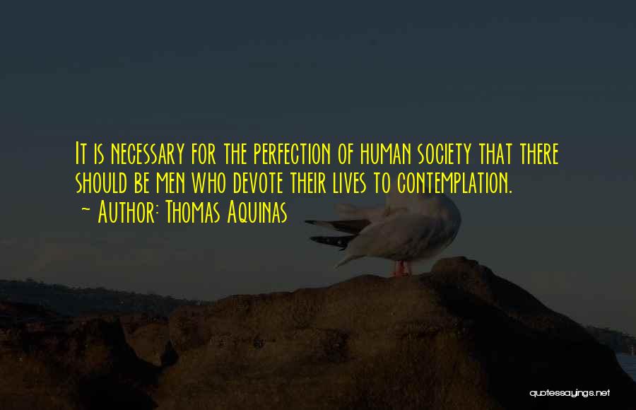 Thomas Aquinas Quotes: It Is Necessary For The Perfection Of Human Society That There Should Be Men Who Devote Their Lives To Contemplation.