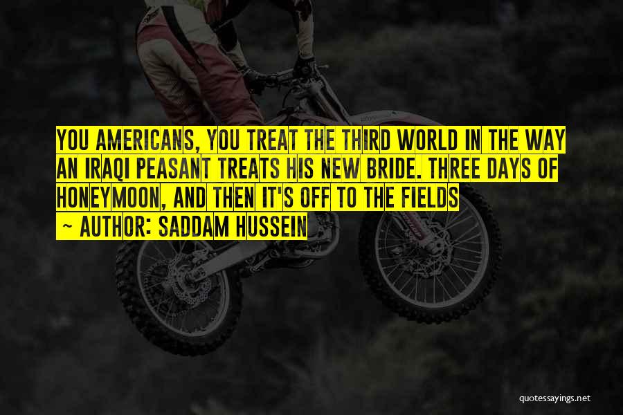 Saddam Hussein Quotes: You Americans, You Treat The Third World In The Way An Iraqi Peasant Treats His New Bride. Three Days Of
