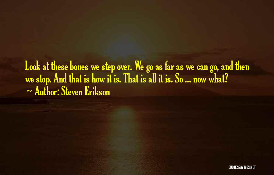 Steven Erikson Quotes: Look At These Bones We Step Over. We Go As Far As We Can Go, And Then We Stop. And