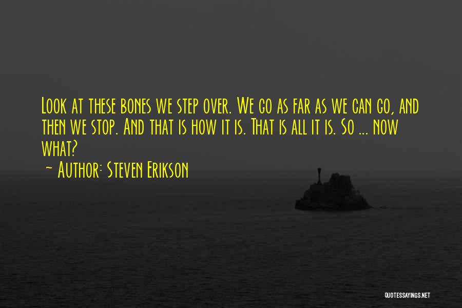 Steven Erikson Quotes: Look At These Bones We Step Over. We Go As Far As We Can Go, And Then We Stop. And