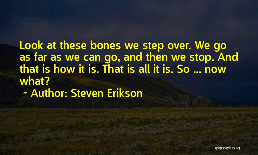 Steven Erikson Quotes: Look At These Bones We Step Over. We Go As Far As We Can Go, And Then We Stop. And