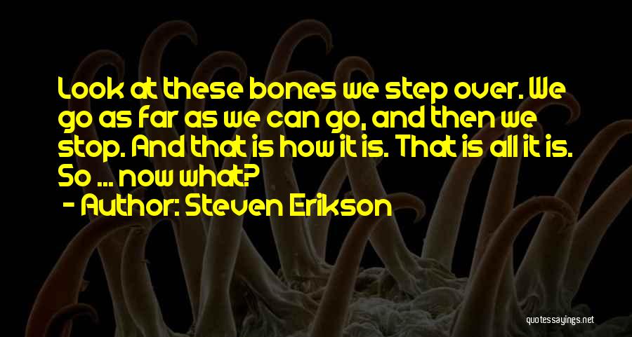 Steven Erikson Quotes: Look At These Bones We Step Over. We Go As Far As We Can Go, And Then We Stop. And