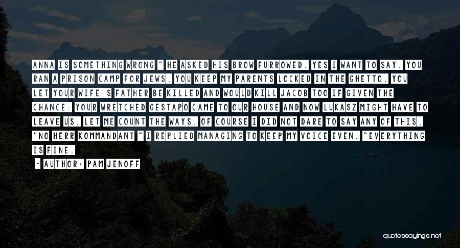 Pam Jenoff Quotes: Anna Is Something Wrong He Asked His Brow Furrowed. Yes I Want To Say. You Ran A Prison Camp For