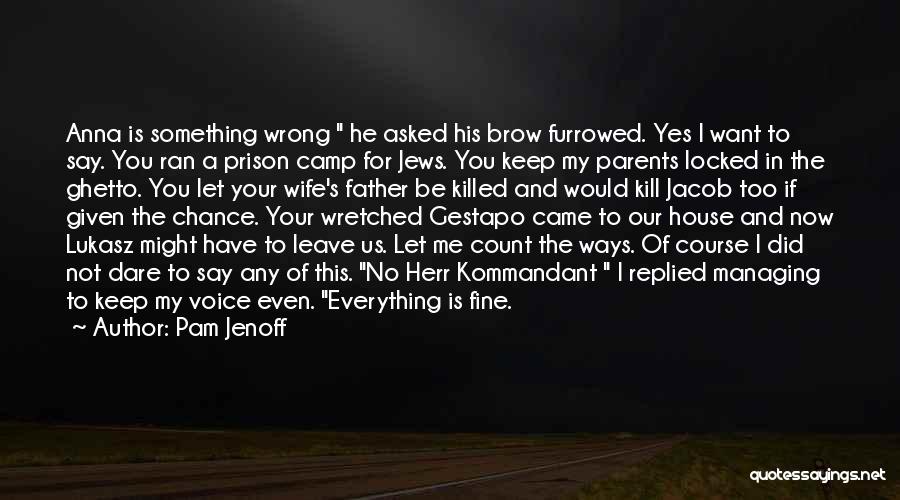 Pam Jenoff Quotes: Anna Is Something Wrong He Asked His Brow Furrowed. Yes I Want To Say. You Ran A Prison Camp For