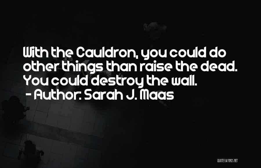 Sarah J. Maas Quotes: With The Cauldron, You Could Do Other Things Than Raise The Dead. You Could Destroy The Wall.