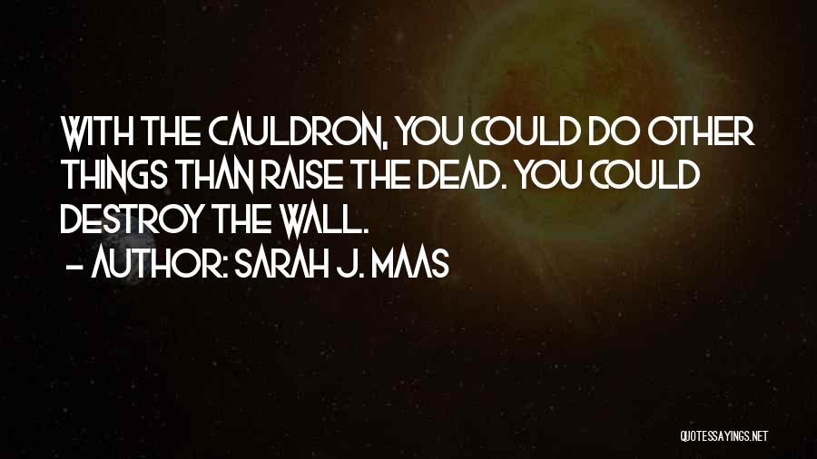 Sarah J. Maas Quotes: With The Cauldron, You Could Do Other Things Than Raise The Dead. You Could Destroy The Wall.