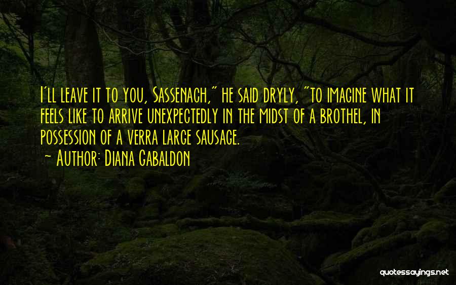 Diana Gabaldon Quotes: I'll Leave It To You, Sassenach, He Said Dryly, To Imagine What It Feels Like To Arrive Unexpectedly In The