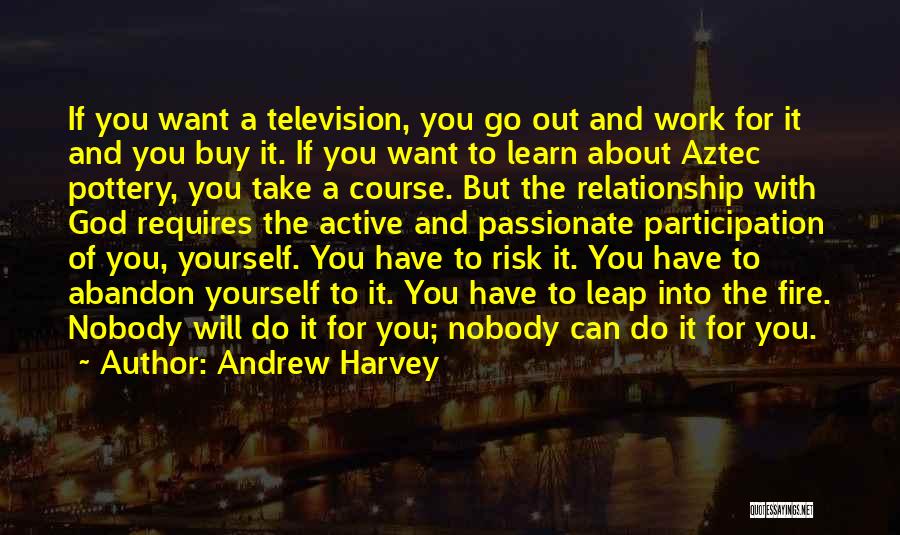 Andrew Harvey Quotes: If You Want A Television, You Go Out And Work For It And You Buy It. If You Want To