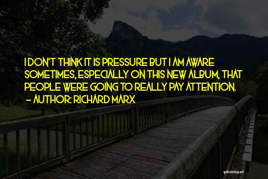 Richard Marx Quotes: I Don't Think It Is Pressure But I Am Aware Sometimes, Especially On This New Album, That People Were Going