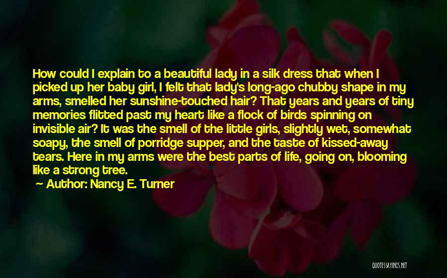 Nancy E. Turner Quotes: How Could I Explain To A Beautiful Lady In A Silk Dress That When I Picked Up Her Baby Girl,