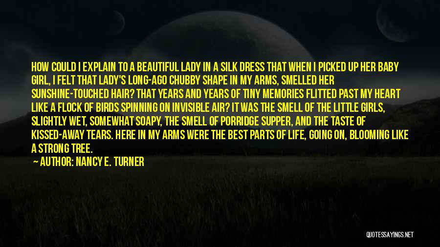 Nancy E. Turner Quotes: How Could I Explain To A Beautiful Lady In A Silk Dress That When I Picked Up Her Baby Girl,