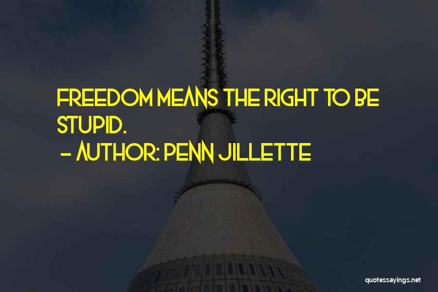 Penn Jillette Quotes: Freedom Means The Right To Be Stupid.