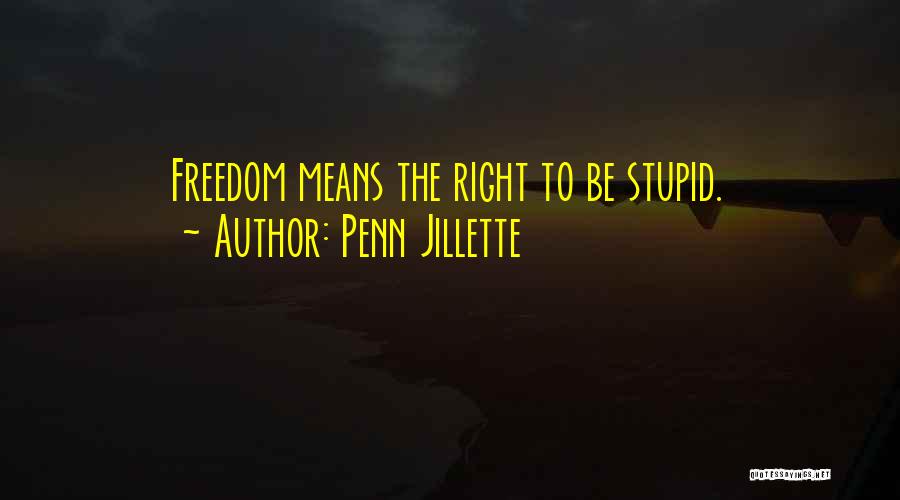 Penn Jillette Quotes: Freedom Means The Right To Be Stupid.