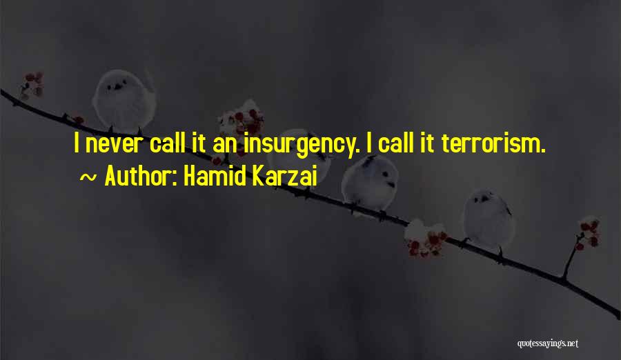 Hamid Karzai Quotes: I Never Call It An Insurgency. I Call It Terrorism.