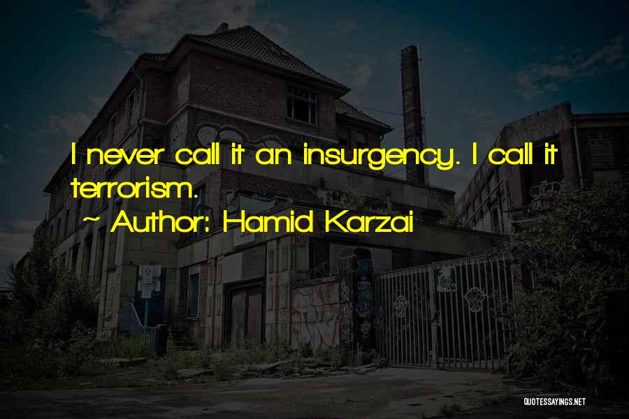 Hamid Karzai Quotes: I Never Call It An Insurgency. I Call It Terrorism.