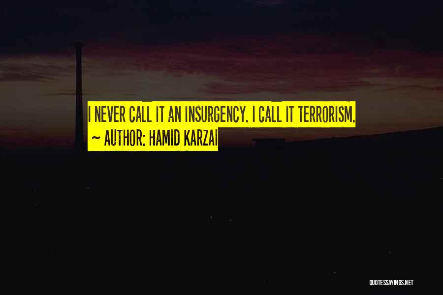 Hamid Karzai Quotes: I Never Call It An Insurgency. I Call It Terrorism.