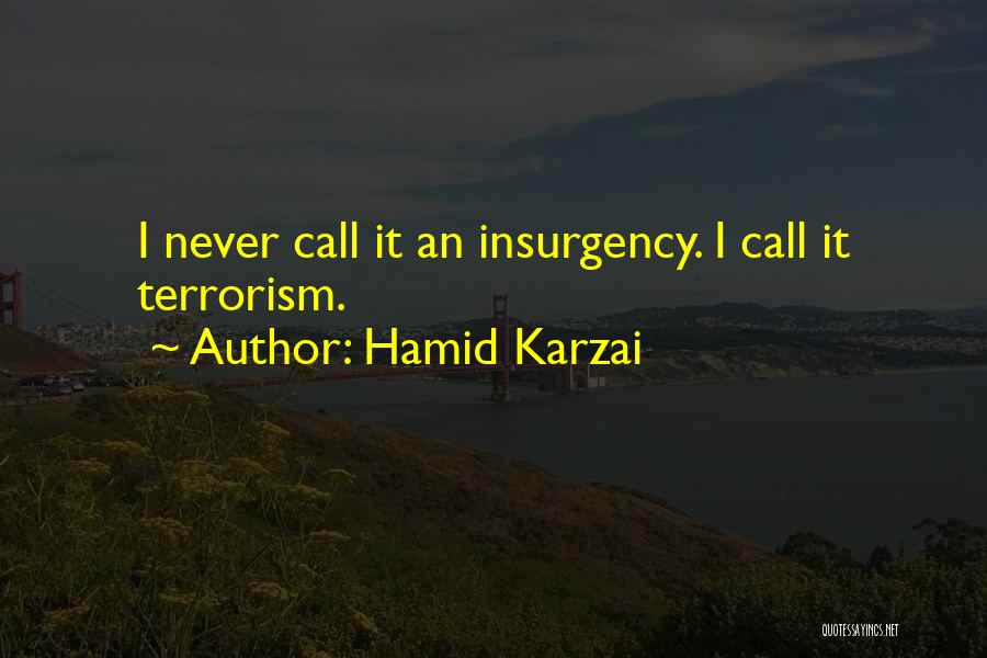 Hamid Karzai Quotes: I Never Call It An Insurgency. I Call It Terrorism.