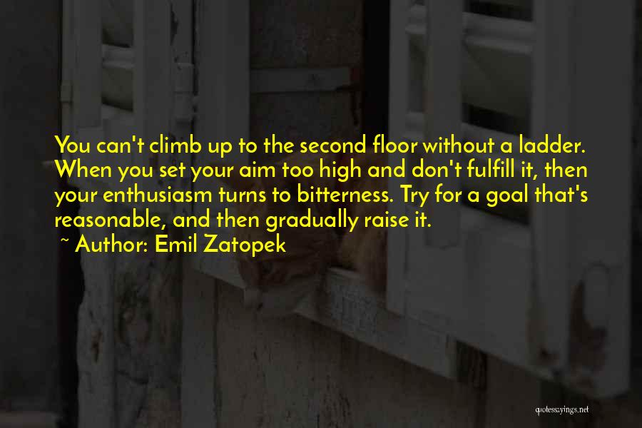 Emil Zatopek Quotes: You Can't Climb Up To The Second Floor Without A Ladder. When You Set Your Aim Too High And Don't