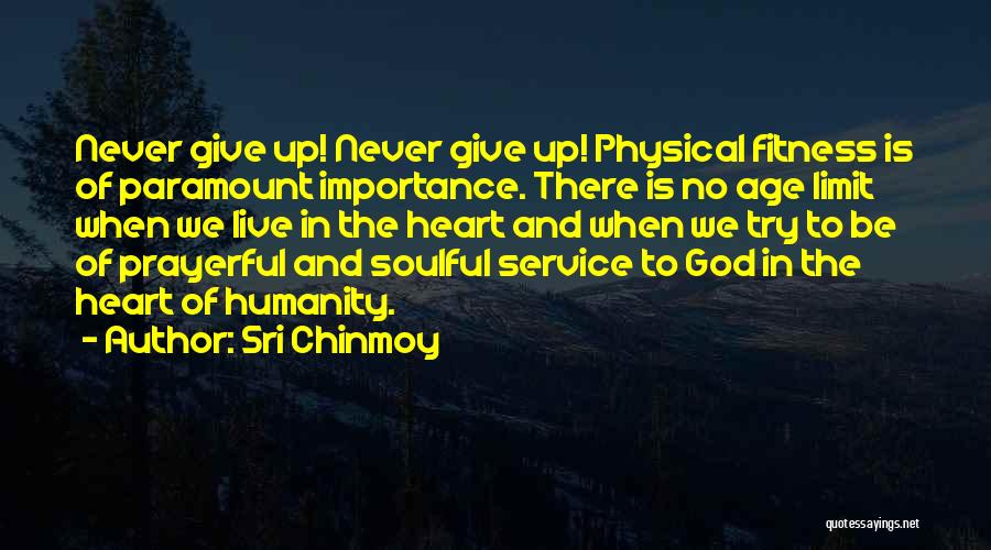 Sri Chinmoy Quotes: Never Give Up! Never Give Up! Physical Fitness Is Of Paramount Importance. There Is No Age Limit When We Live