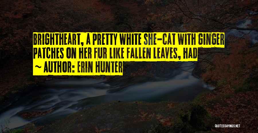 Erin Hunter Quotes: Brightheart, A Pretty White She-cat With Ginger Patches On Her Fur Like Fallen Leaves, Had