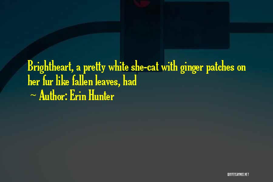 Erin Hunter Quotes: Brightheart, A Pretty White She-cat With Ginger Patches On Her Fur Like Fallen Leaves, Had