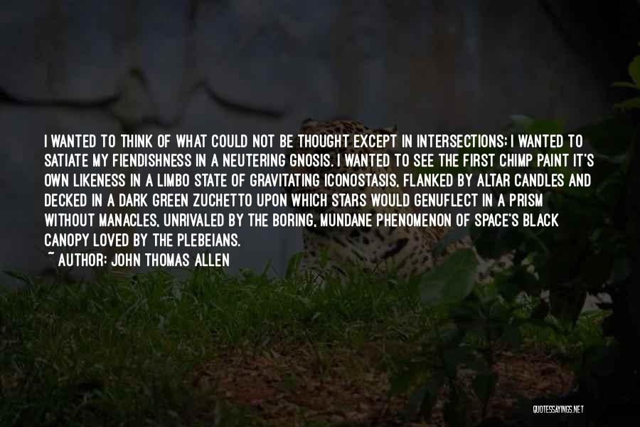 John Thomas Allen Quotes: I Wanted To Think Of What Could Not Be Thought Except In Intersections; I Wanted To Satiate My Fiendishness In