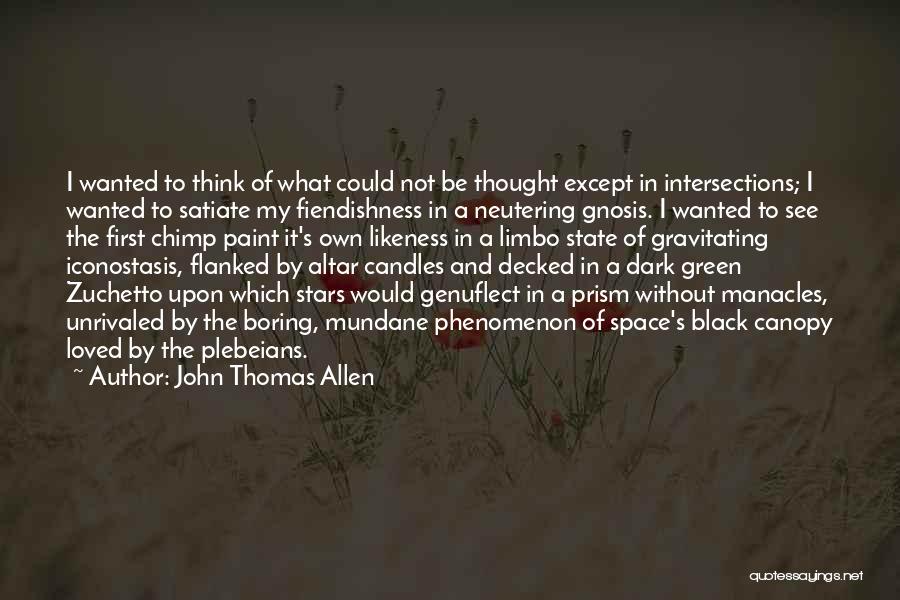 John Thomas Allen Quotes: I Wanted To Think Of What Could Not Be Thought Except In Intersections; I Wanted To Satiate My Fiendishness In