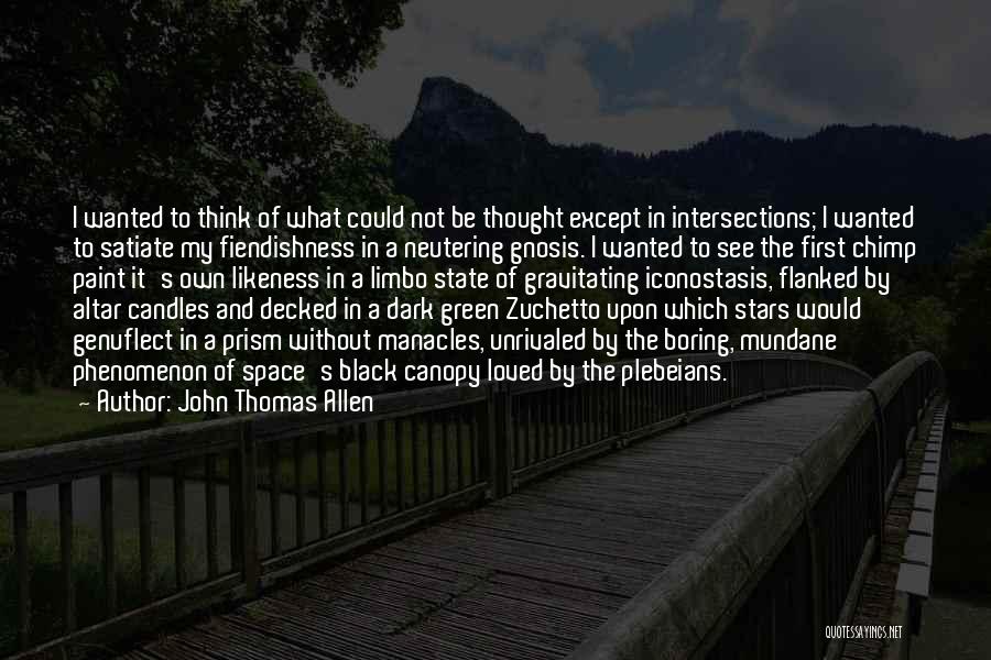 John Thomas Allen Quotes: I Wanted To Think Of What Could Not Be Thought Except In Intersections; I Wanted To Satiate My Fiendishness In