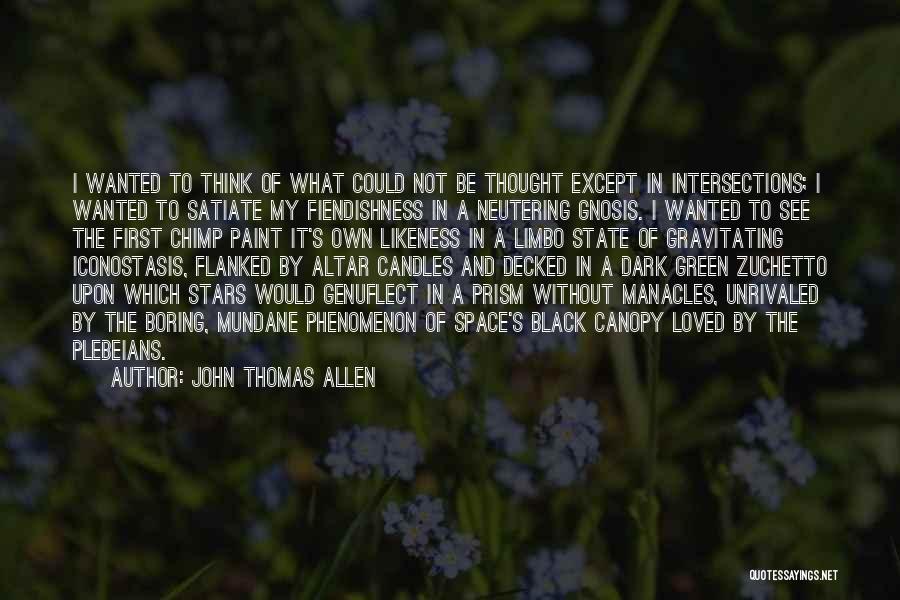 John Thomas Allen Quotes: I Wanted To Think Of What Could Not Be Thought Except In Intersections; I Wanted To Satiate My Fiendishness In