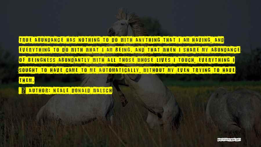 Neale Donald Walsch Quotes: True Abundance Has Nothing To Do With Anything That I Am Having, And Everything To Do With What I Am