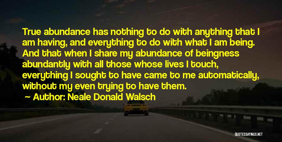 Neale Donald Walsch Quotes: True Abundance Has Nothing To Do With Anything That I Am Having, And Everything To Do With What I Am