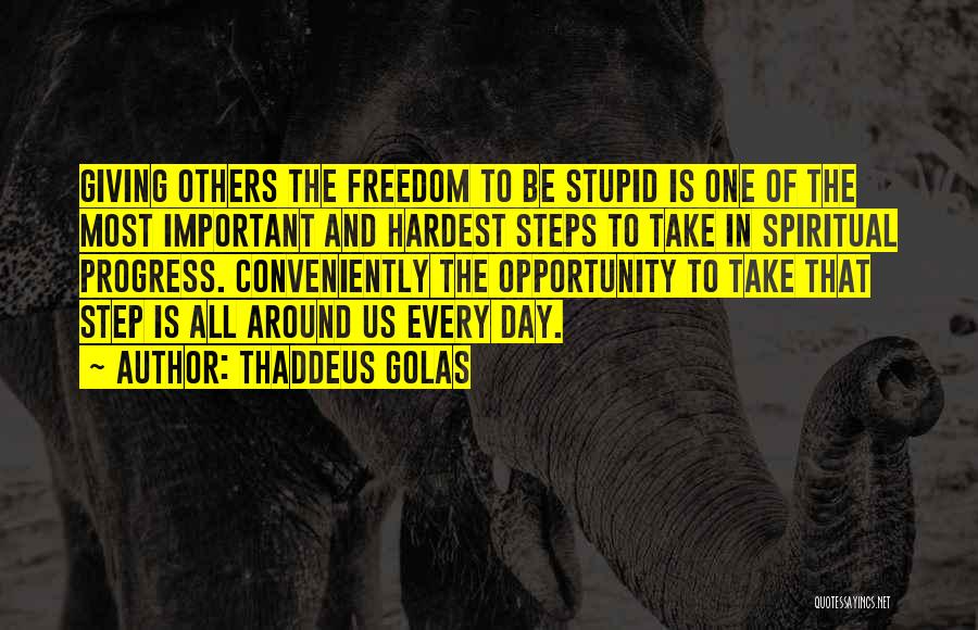 Thaddeus Golas Quotes: Giving Others The Freedom To Be Stupid Is One Of The Most Important And Hardest Steps To Take In Spiritual