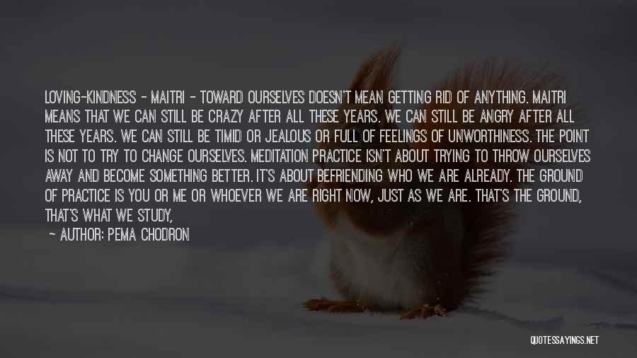 Pema Chodron Quotes: Loving-kindness - Maitri - Toward Ourselves Doesn't Mean Getting Rid Of Anything. Maitri Means That We Can Still Be Crazy