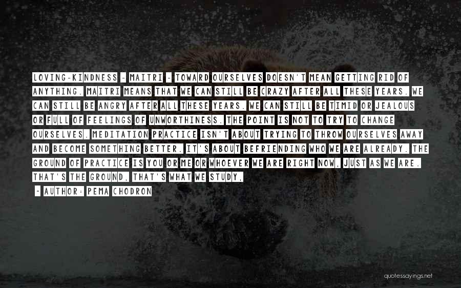 Pema Chodron Quotes: Loving-kindness - Maitri - Toward Ourselves Doesn't Mean Getting Rid Of Anything. Maitri Means That We Can Still Be Crazy
