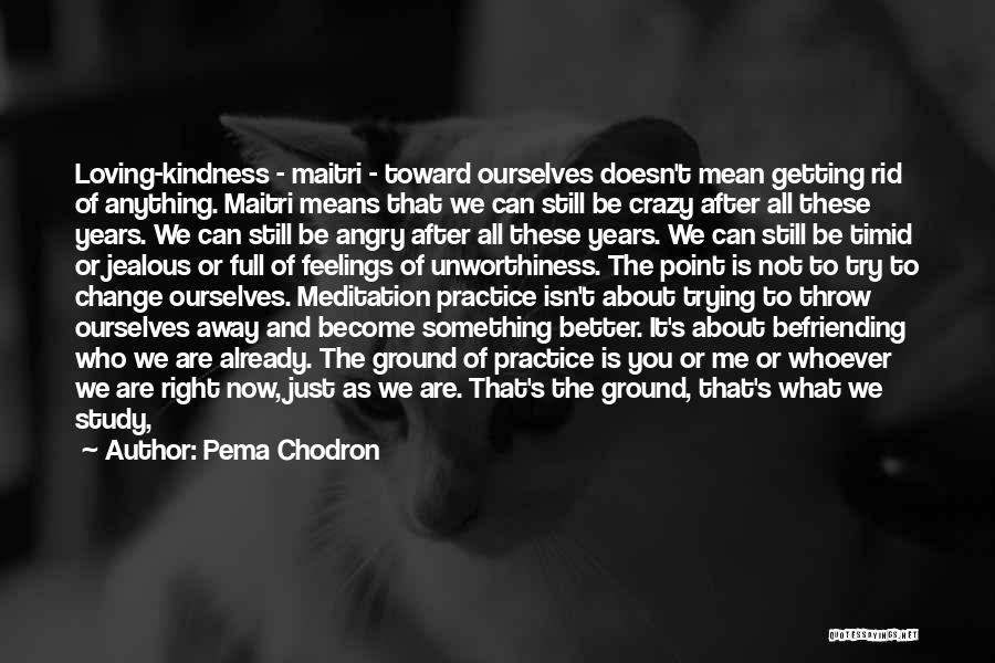 Pema Chodron Quotes: Loving-kindness - Maitri - Toward Ourselves Doesn't Mean Getting Rid Of Anything. Maitri Means That We Can Still Be Crazy