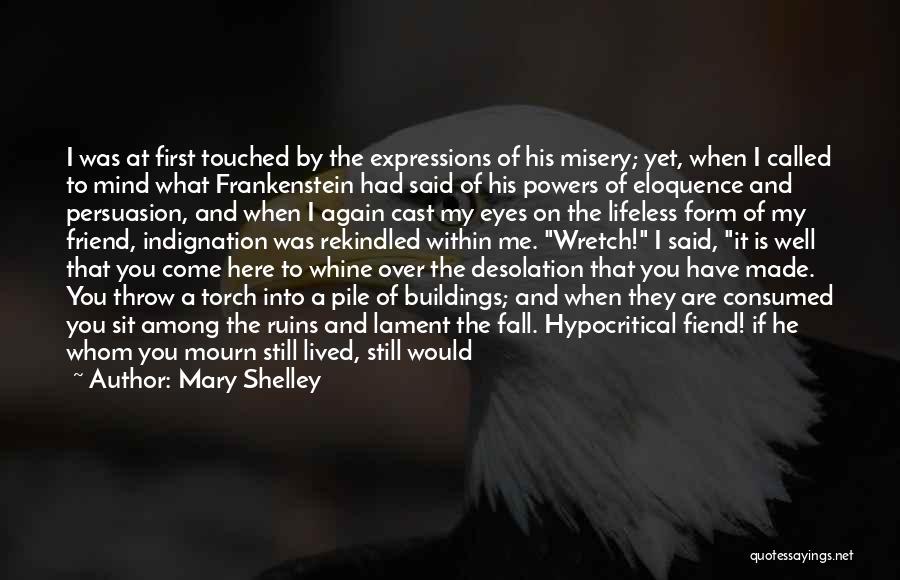 Mary Shelley Quotes: I Was At First Touched By The Expressions Of His Misery; Yet, When I Called To Mind What Frankenstein Had