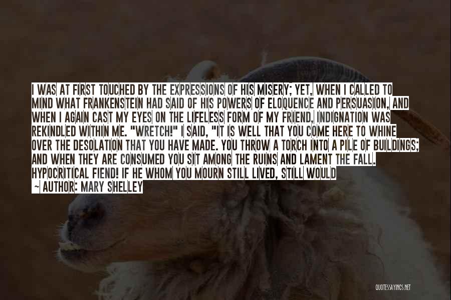 Mary Shelley Quotes: I Was At First Touched By The Expressions Of His Misery; Yet, When I Called To Mind What Frankenstein Had