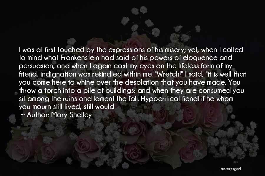 Mary Shelley Quotes: I Was At First Touched By The Expressions Of His Misery; Yet, When I Called To Mind What Frankenstein Had