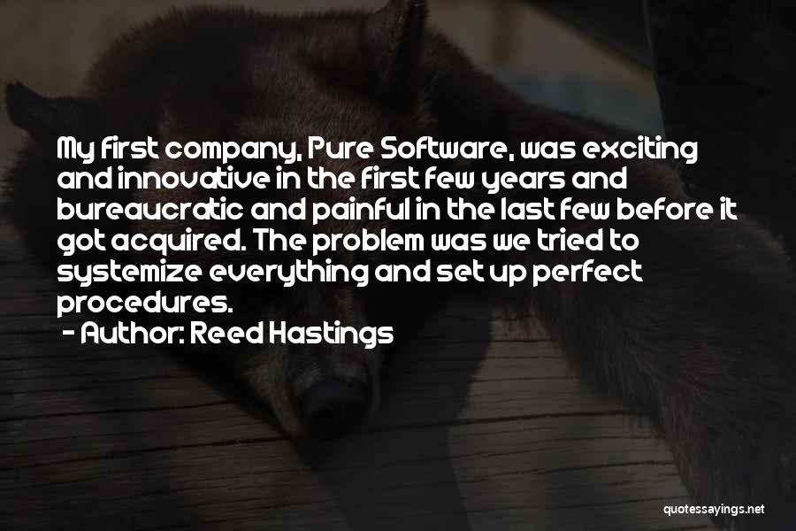 Reed Hastings Quotes: My First Company, Pure Software, Was Exciting And Innovative In The First Few Years And Bureaucratic And Painful In The