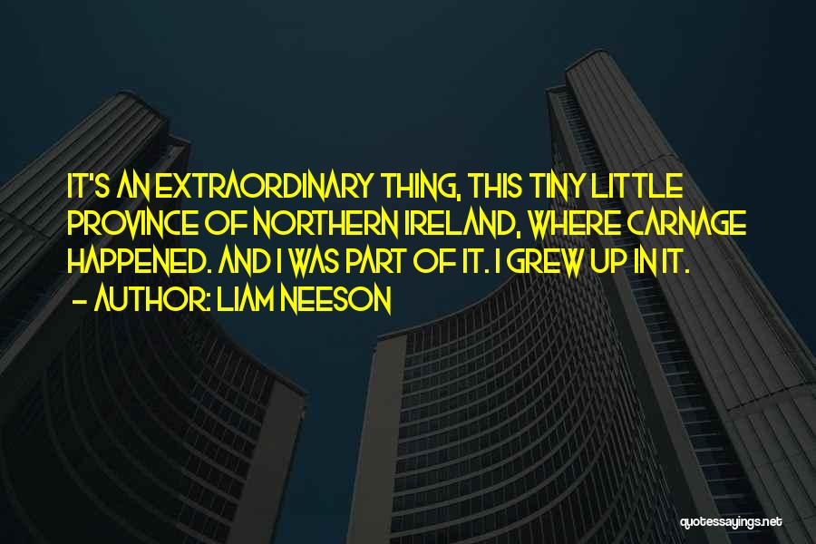 Liam Neeson Quotes: It's An Extraordinary Thing, This Tiny Little Province Of Northern Ireland, Where Carnage Happened. And I Was Part Of It.
