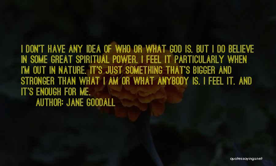 Jane Goodall Quotes: I Don't Have Any Idea Of Who Or What God Is. But I Do Believe In Some Great Spiritual Power.