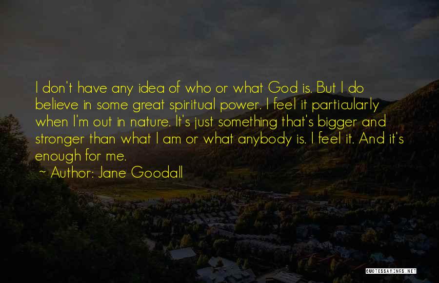 Jane Goodall Quotes: I Don't Have Any Idea Of Who Or What God Is. But I Do Believe In Some Great Spiritual Power.