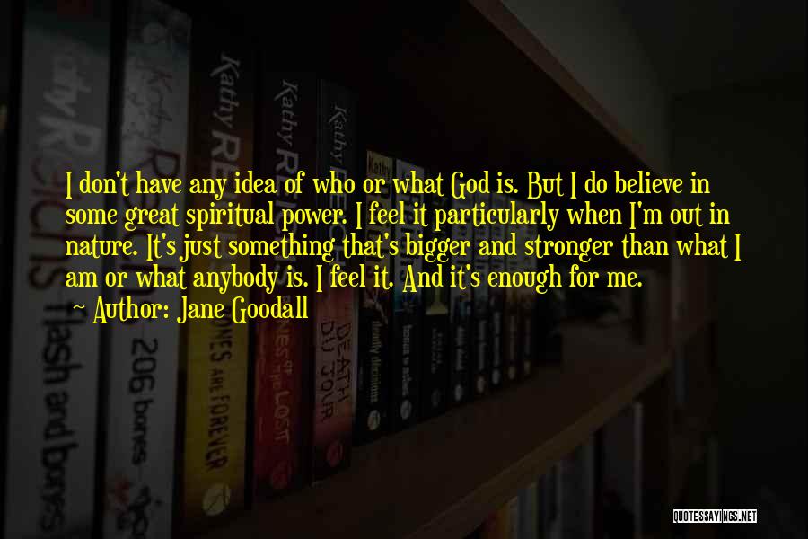 Jane Goodall Quotes: I Don't Have Any Idea Of Who Or What God Is. But I Do Believe In Some Great Spiritual Power.