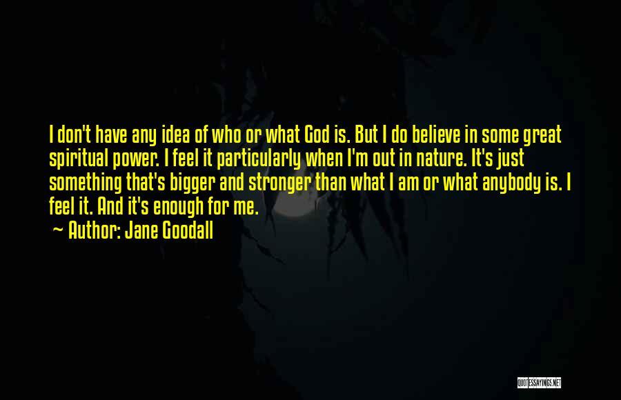 Jane Goodall Quotes: I Don't Have Any Idea Of Who Or What God Is. But I Do Believe In Some Great Spiritual Power.