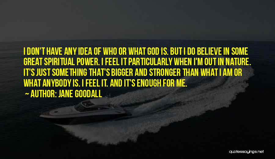 Jane Goodall Quotes: I Don't Have Any Idea Of Who Or What God Is. But I Do Believe In Some Great Spiritual Power.